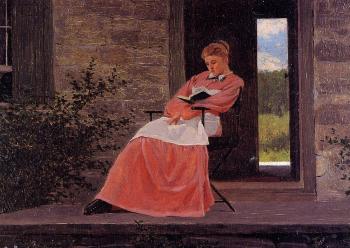 溫斯洛 荷默 Girl Reading on a Stone Porch